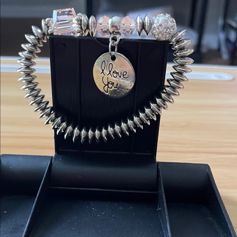 CC Boutique Silver and Pink Charm Bracelet